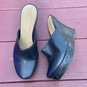 Black Leather Clogs